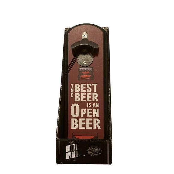 Wembly Nifty Bottle Opener Wall Mount with Cap Catcher - Bar Man Cave Accessory - Picture 1 of 4